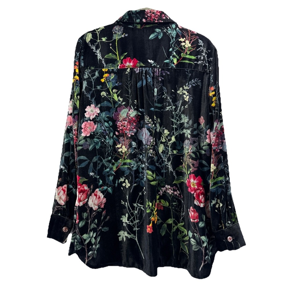 Soft Surroundings Women's Top Petite Large PL Black Floral Whimsigoth Fairy Soft - Picture 4 of 10